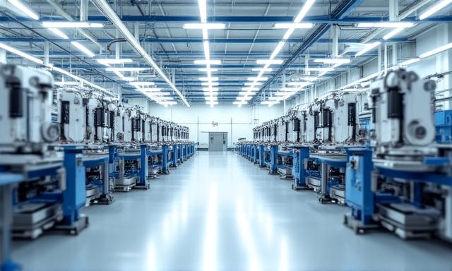 近代的で清潔な大規模工場の全景