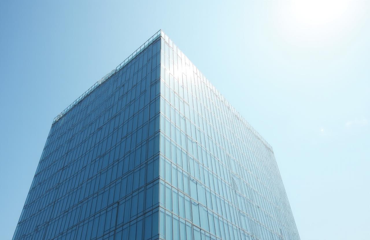 都心の洗練されたオフィスビルの建築写真