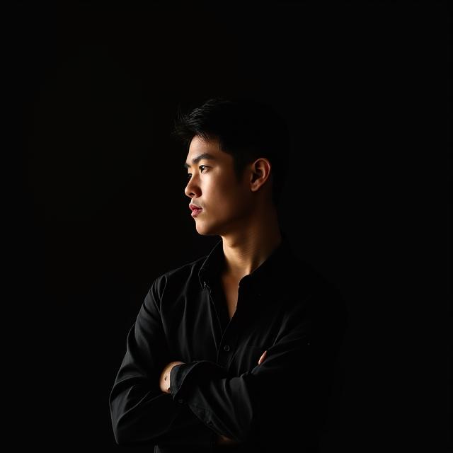 光と影を活かしたアーティスティックな人物ポートレート
